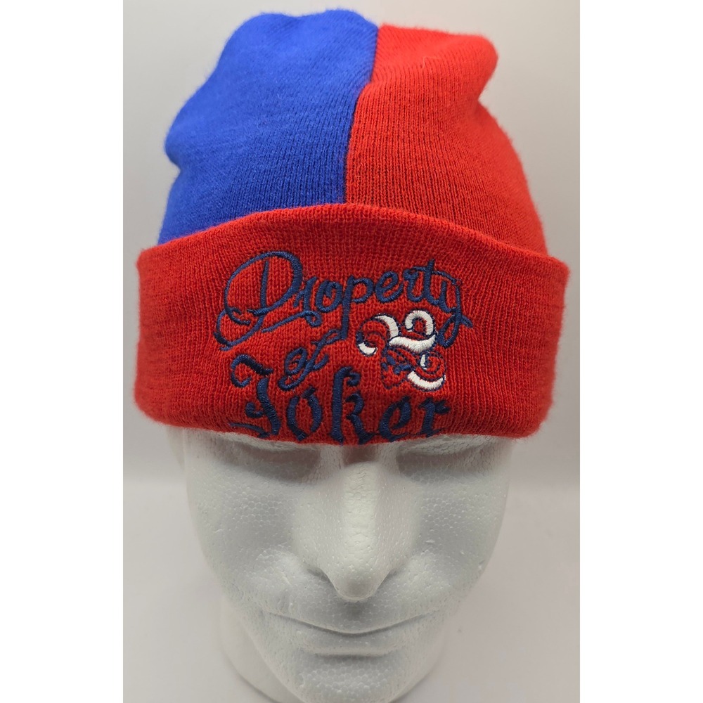 Suicide Squad Property of Joker Harley‎ Quinn Beanie Hat Red Blue DC Comics